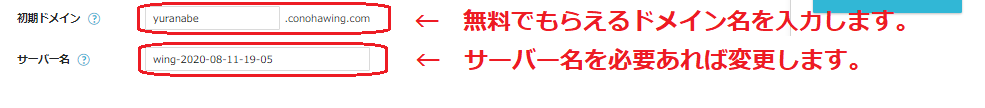 初期ドメイン名とサーバー名を決定します